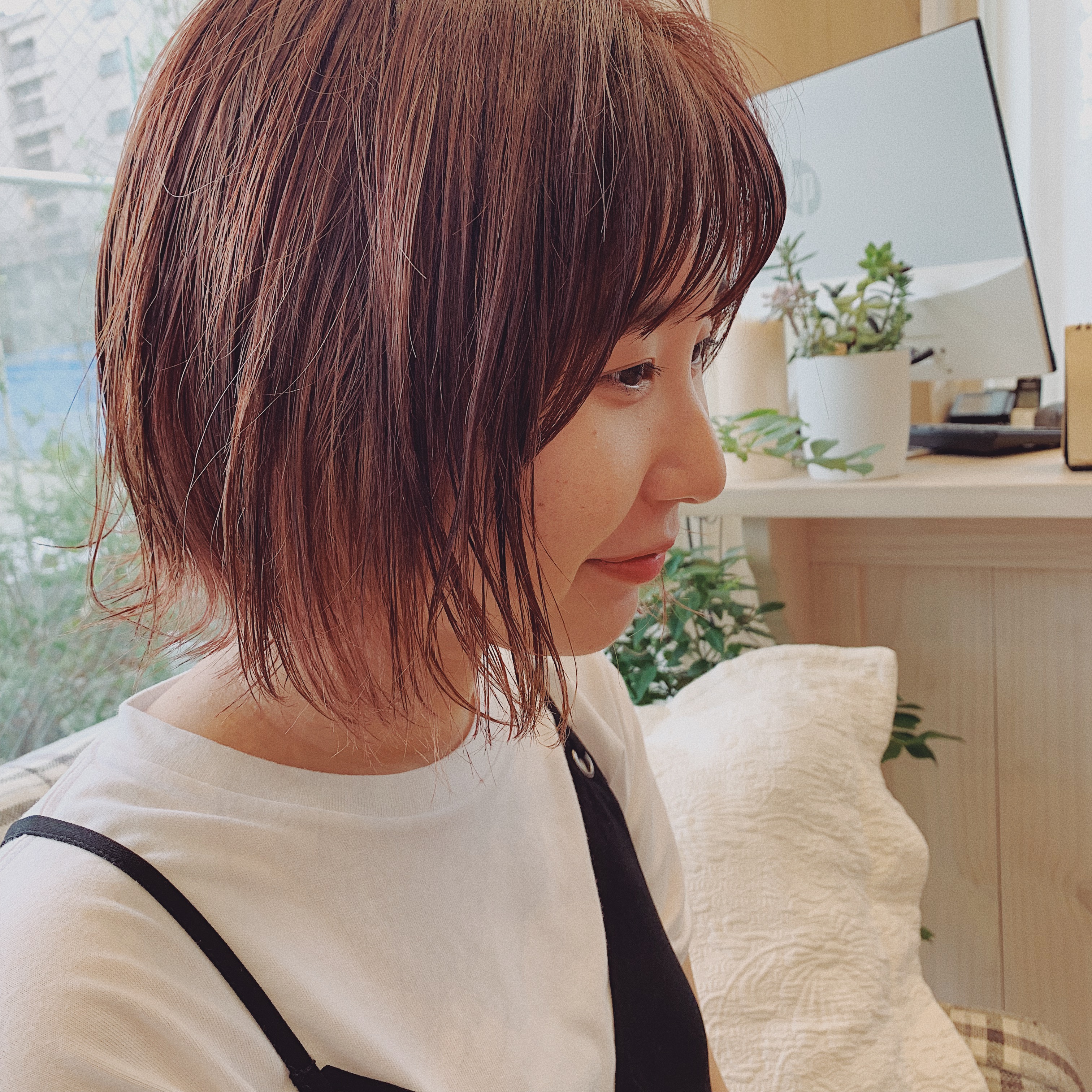 【村瀬カットカラー】毛先ぱっつんボブ×ベビーピンク